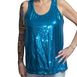 Sz.XXL*Xhilaration*Aqua-Blue Sequin Tank Top